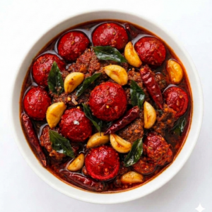 ripe red chili pickle (pandu mirapa pachadi)
