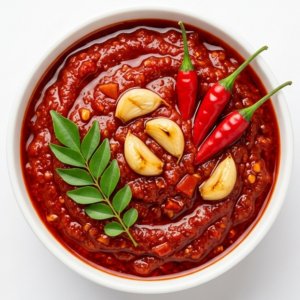 ripe red chili pickle (pandu mirapa pachadi)