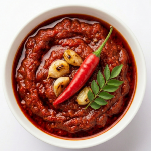 ripe red chili pickle (pandu mirapa pachadi)