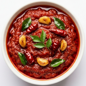ripe red chili pickle (pandu mirapa pachadi)